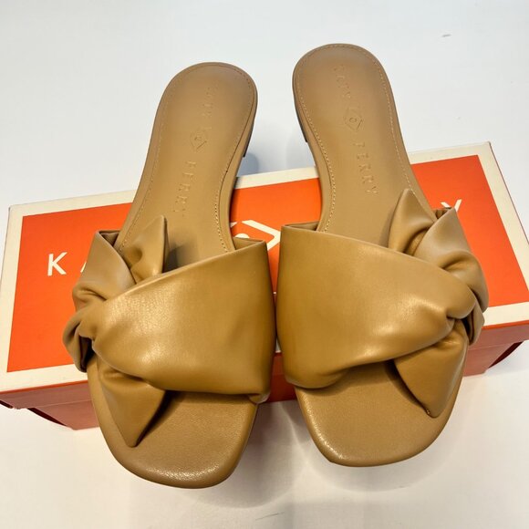 Katy Perry Halie Bow Sandals Brown Slip On Flat Sandals Size 10 - Picture 3 of 8